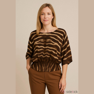 Chaus Animal Print Sheer Linen Pullover Blouse